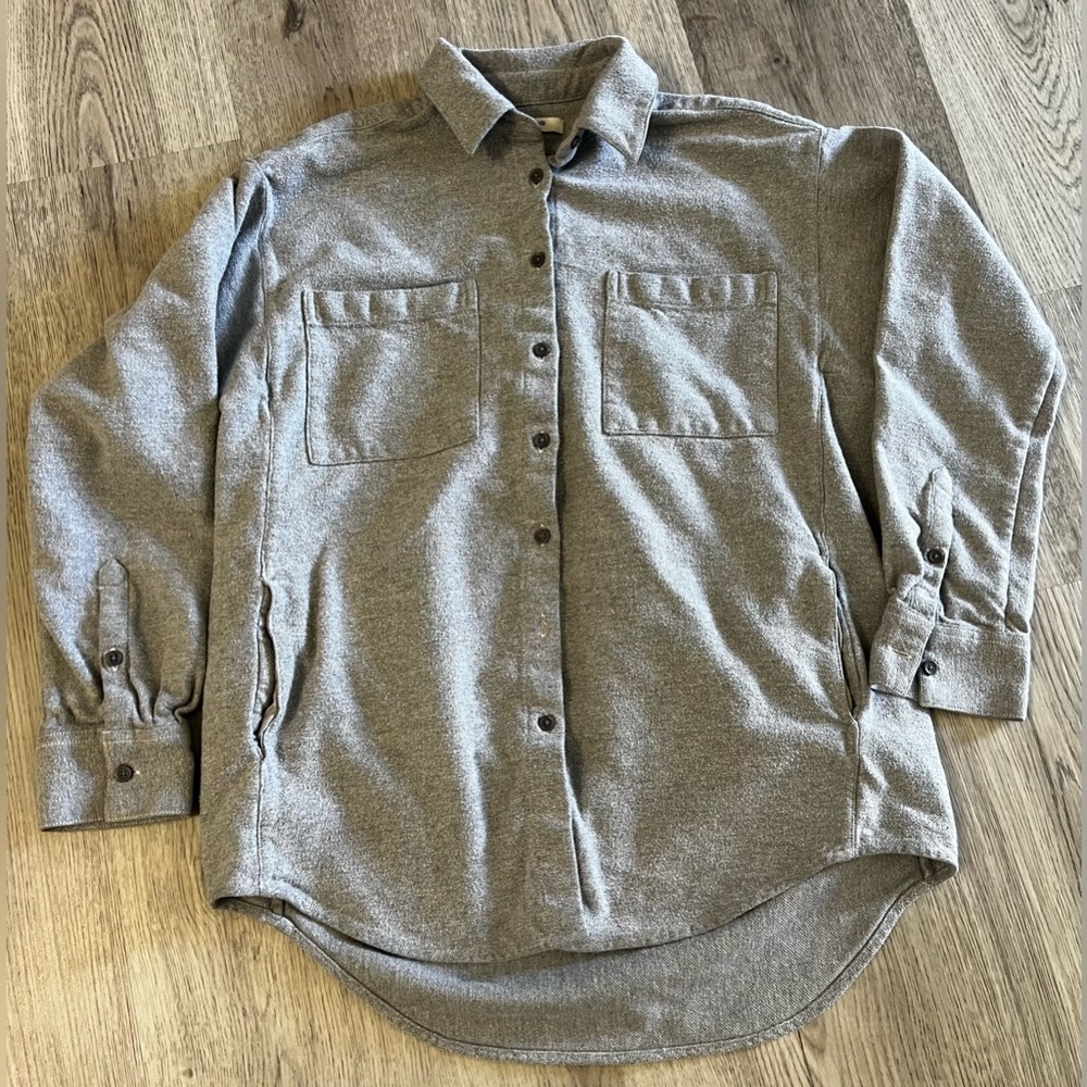 Madewell Sunday Shirt Woman Gray Button Flannel Shacket size M